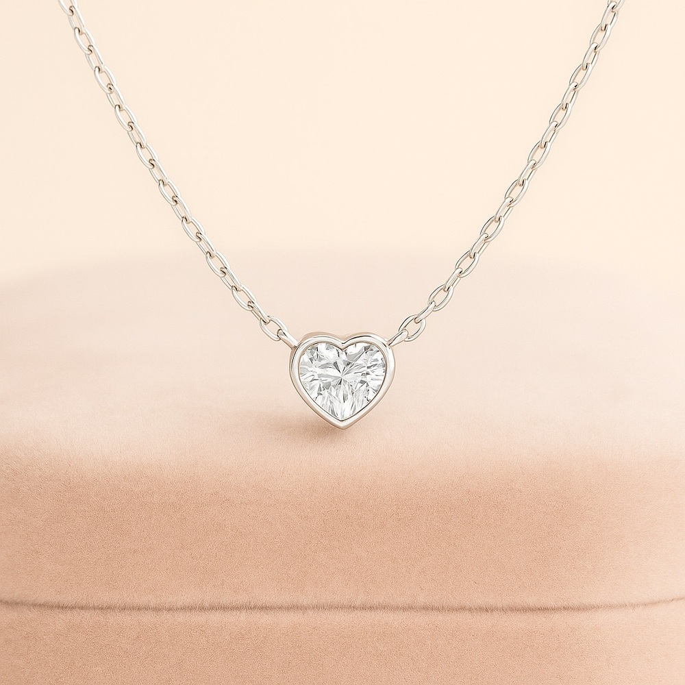 Solid 14k Gold Dainty Heart Necklace - Picture 2 of 6